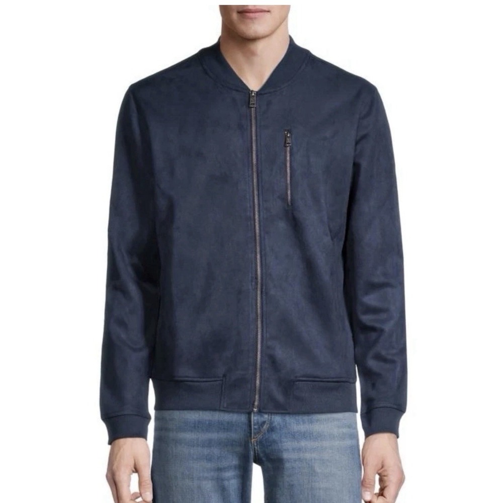 Ben Sherman Jacket Mens XL Blue Suedecloth Full Zip Pockets Lined Casual NWOT